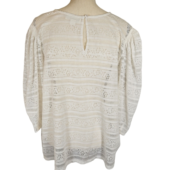 Treasure&Bond Beautiful Lace Blouse, 3X, Ivory - Picture 4 of 14